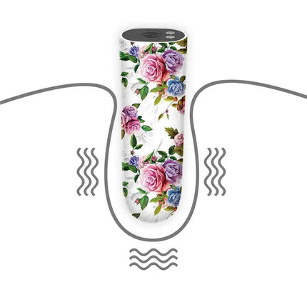 Vibrating Bullet Aphrodite with floral design, featuring USB rechargeability and 10-motion vibration for discreet pleasure on the go.