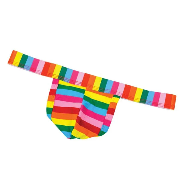 LGBT Mens Thong with rainbow stripes for pride and comfort