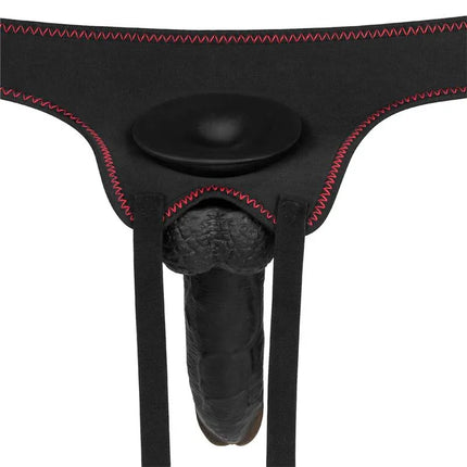 Black adjustable strap on with dildo 8.5 10 functions, featuring a realistic design and adjustable harness for customizable intimate play.