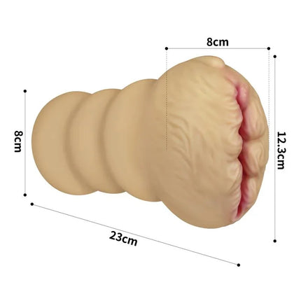 Dimensions and design of Masturbator Aliens Pie 3 showcasing its realistic texture and ergonomic form.