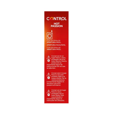 Hot Passion 10 Uds condom packaging with warming sensation features