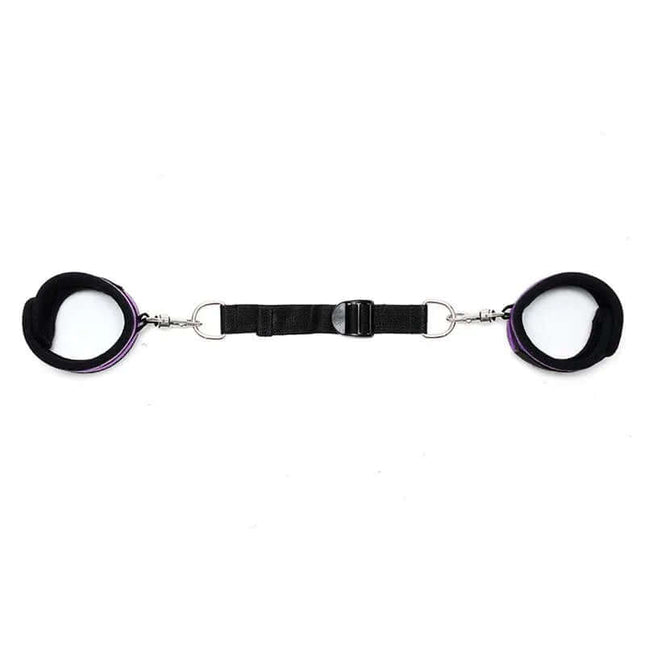 AnkleCuffs with Spreader Strap Adjustable Purple, nylon, secure and comfortable fit for restraint play.