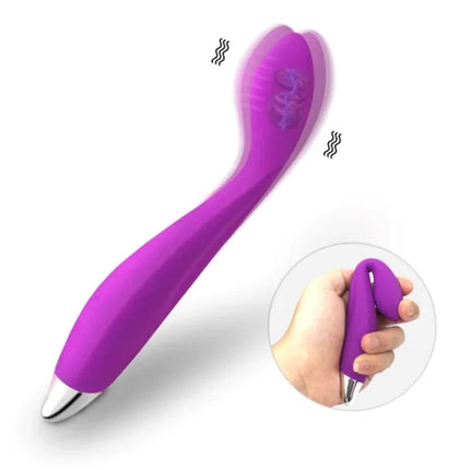 No. Ten G-Spot Hyper-Flexible Vibe Magnetic USB Silicone shown in purple with flexible neck for optimal G-spot stimulation.