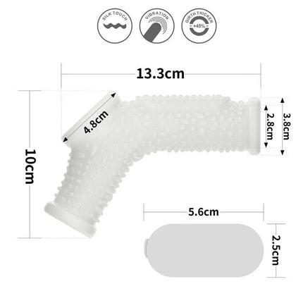 Dimensions and features of Penis and testicles sleeve with vibration Drip Knights