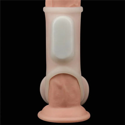 Penis and Testicles Sleeve with Vibration Silk Knights for enhanced pleasure and longer erections, made from body-safe TPE material.