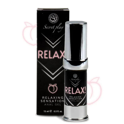 Relax! Anal Gel product packaging with soothing formula for comfortable anal intercourse.