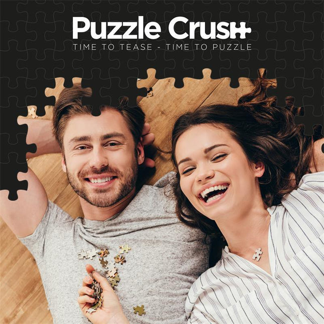 Couple enjoying Puzzle Crush Together Forever puzzle game on date night