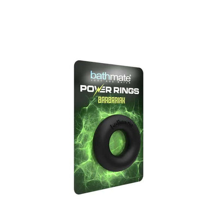 Barbarian Power Ring displayed in packaging, featuring a flexible silicone design for comfort and performance, enhancing men's experience.
