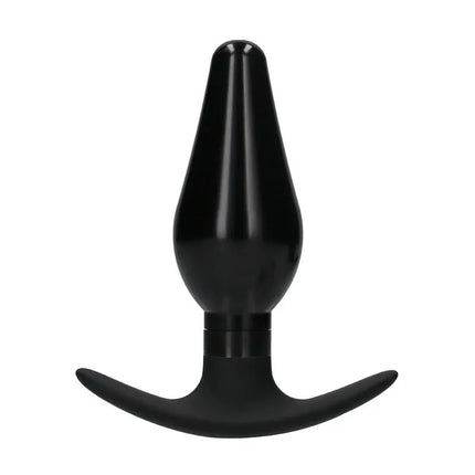 Butt Plug Set Pointed Large Suction Cup Black with ergonomic design and high-quality aluminum and silicone for secure anal play.
