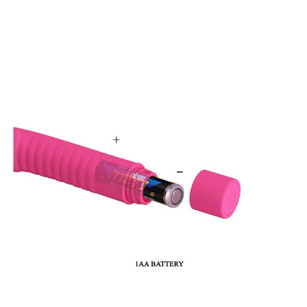 Close-up of Vibe Mick Silicone Pink showing battery compartment, highlighting its compact, body-safe design for powerful, smooth sensations.