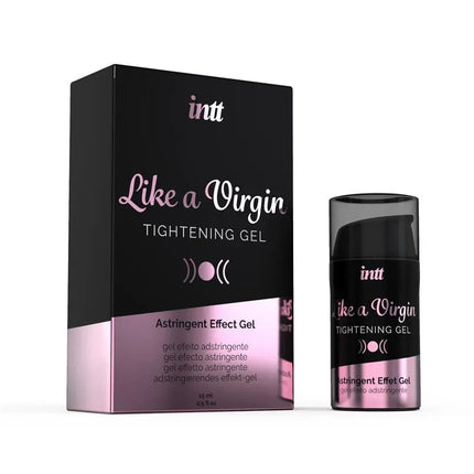 Packaging of Like a Virgin Tightening Gel 15 ml with box and bottle.