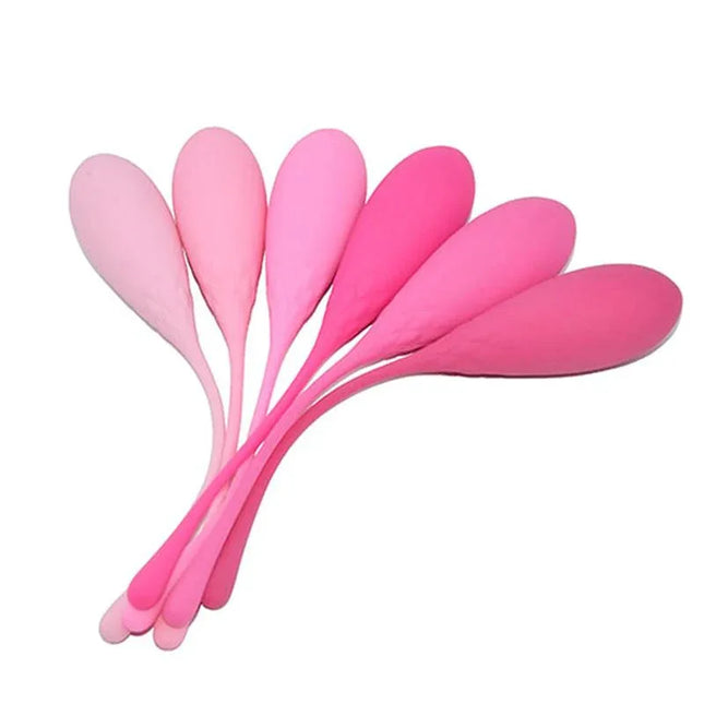 Adalet Kit 6 Kegel Balls Silicone in various pink shades for pelvic floor training.