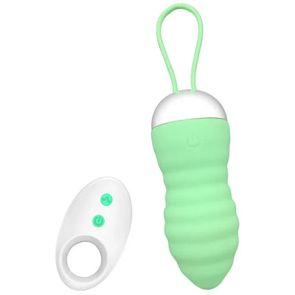 Brightgreen Vibrating Egg Remote Control USB Silicone with wireless remote and green textured design.