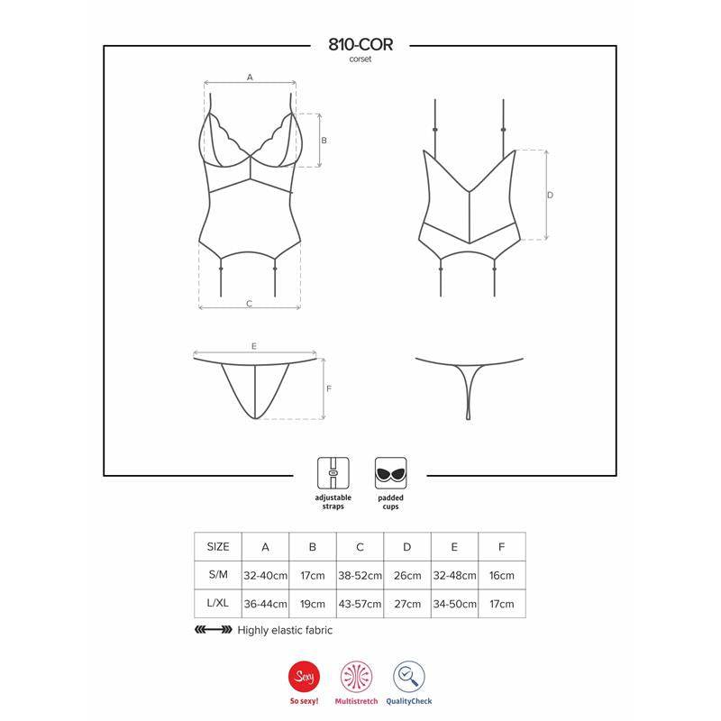 810 - COR - 1 Corset and Thong Black - secretsextoys.store