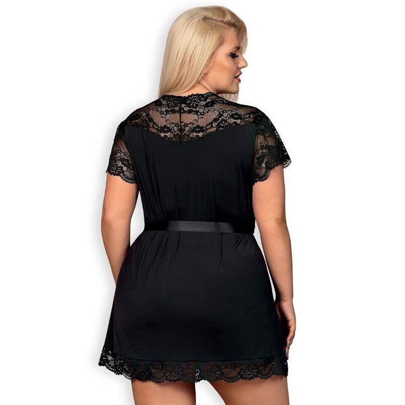 810 - PEI - 1 Kimono with Lace Black - secretsextoys.store