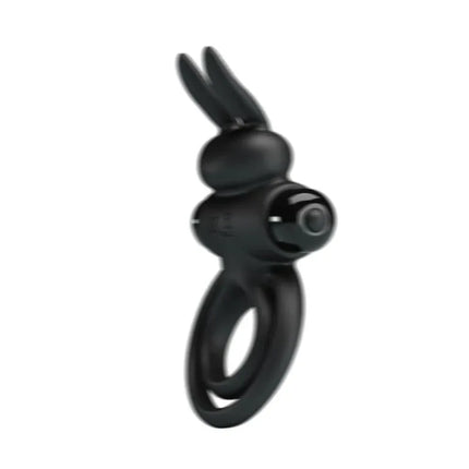 Vibrating Ring Vibrant Penis Ring III with bunny-shaped clitoral stimulator for dual pleasure and stronger erections, in black silicone.