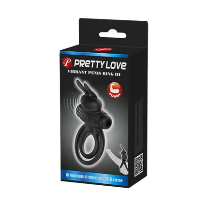 Vibrating Ring Vibrant Penis Ring III product packaging with clitoral stimulator and dual-stimulation silicone design.