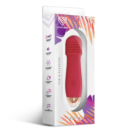 Nesta Stimulator 10 Speeds Rust Red in packaging, showcasing sleek ergonomic design and 10 vibration speeds for versatile pleasure