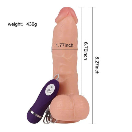 Realistic Vibe Remote Control Adam 21 cm - lifelike vibrator with remote, 21 cm length, detailed shaft and base, 4.5 cm diameter.