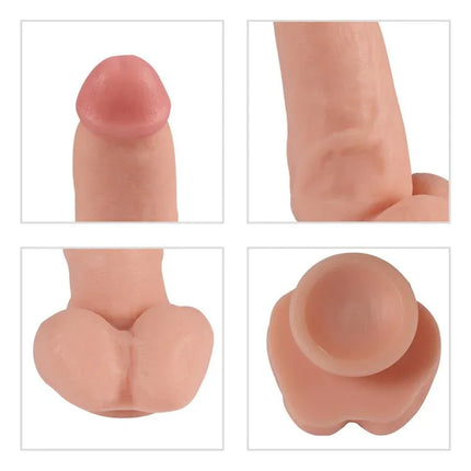 Close-up details of Realistic Vibe Remote Control Red Eagle 17 cm, showcasing the lifelike veins, testicles, and soft material.