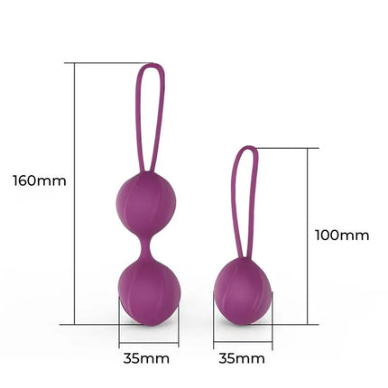 Kelly Kegel Balls Silicone Purple - ergonomic design with dimensions, made for enhanced pleasure and sexual exploration.