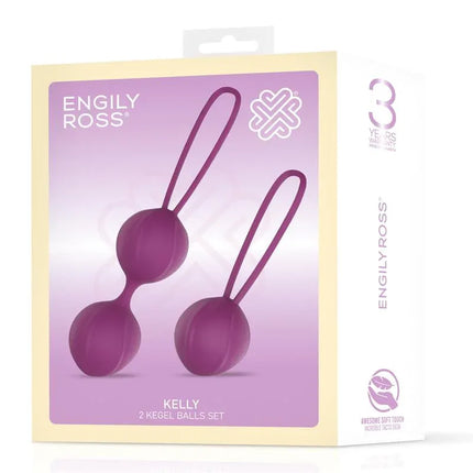 Kelly Kegel Balls Silicone Purple in packaging, Engily Ross brand, featuring ergonomic design for enhanced pleasure.
