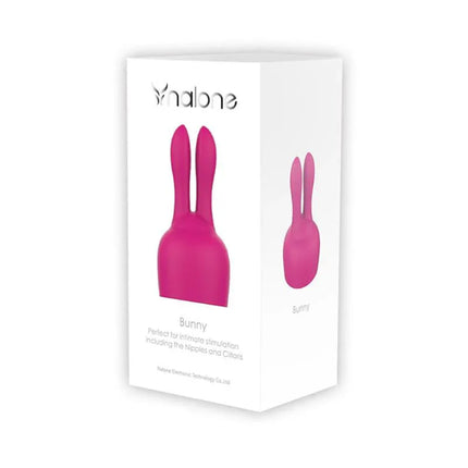 Product packaging for Massager Head Bunny Fuchsia with bunny-ear design in vibrant pink color.