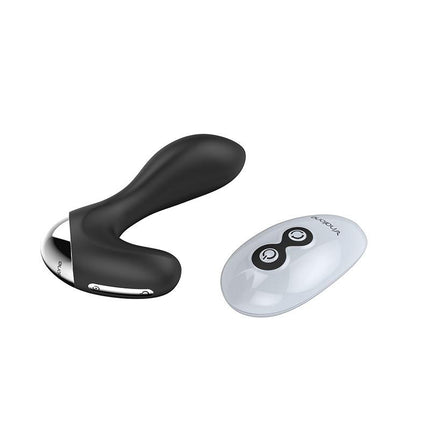 Postatic Masager Prop Black with remote control, featuring 7 vibration functions for targeted G-spot and P-spot stimulation.