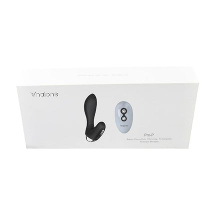 Postatic Masager Prop Black in packaging with remote control, designed for versatile intimate wellness and multi-zone stimulation.
