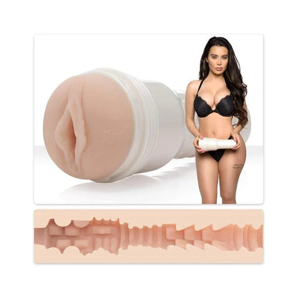 Masturbator Lana Rhodes Destiny Vagina with lifelike texture from Fleslight Girls collection, showcasing realistic design and discreet storage.