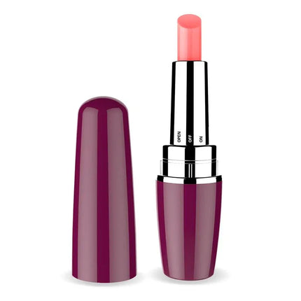 Viblips Lipstick Stimulator Purple with cover removed, revealing the unique design and vibrant color of this portable stimulator.