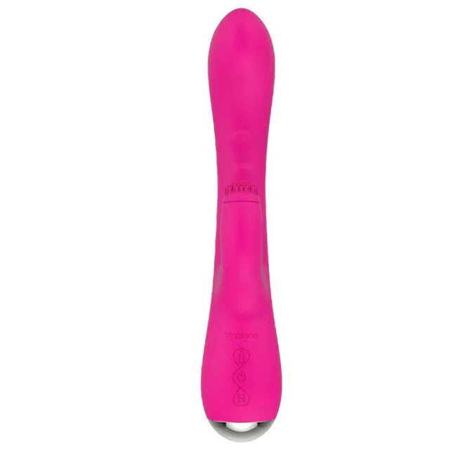 Vibe Idol Fuchsia premium vibrator with 7 functions, clitoral stimulator, rotation, and warming feature, enhancing pleasure and sensitivity.
