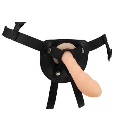 Harness with Dildo Cavelier featuring adjustable strap-on design with dildo and multiple removable rings.