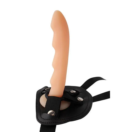 Harness with Dildo Cavelier; versatile strap-on harness for solo or partner use, featuring adjustable fit and removable rings for varied sizes.