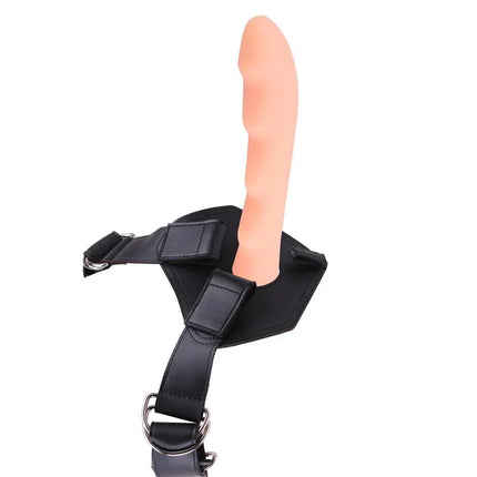 Harness with Dildo Cavelier showing adjustable straps and realistic dildo for versatile use in intimate settings.