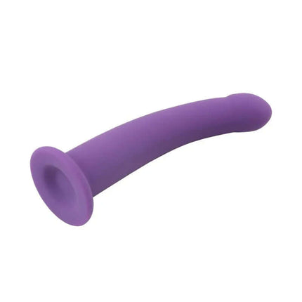 Dildo Bend Over M Purple - 100% silicone, harness compatible, purple, 15 cm long and 3.3 cm diameter, body-safe, latex-free, phthalate-free