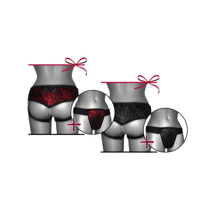 Back view of Strap On de Luxe Black With Back S - XL harness, showcasing adjustable fit and luxurious silky finish for shared pleasure.