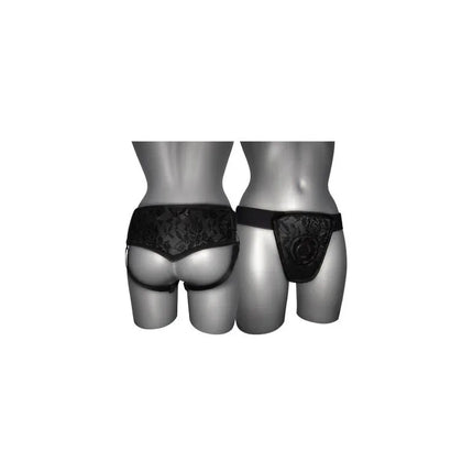 Strap On de Luxe Black With Back S - XL, adjustable harness with ergonomic fit and silky finish for enhanced comfort and stability.