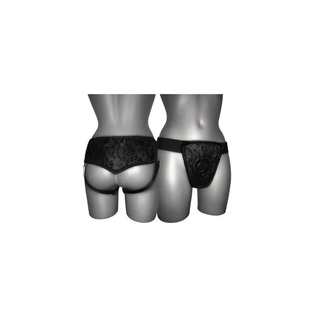 Strap On de Luxe Black With Back S - XL, adjustable harness with ergonomic fit and silky finish for enhanced comfort and stability.