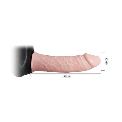 Hollow Strap-on with Vibration 15.5 x 4.2 cm Flesh, lifelike dildo with remote vibration for couples, flesh color