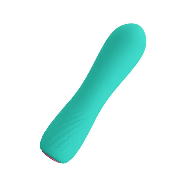 Stimulator Elfin Silicone 11.9 x 3 cm, ergonomic design, medical-grade silicone, turquoise color, compact adult pleasure device