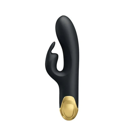 Vibe Double Pleasure 19.2 cm premium silicone vibrator with 24k gold zink alloy accent, elegant and versatile design.