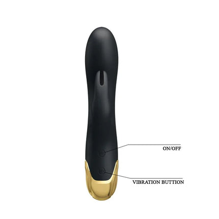 Vibe Double Pleasure 19.2 cm premium silicone vibrator with gold accent and control buttons