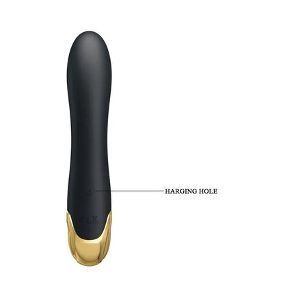 Vibe Double Pleasure 19.2 cm vibrator with 24k gold accent and charging hole detail