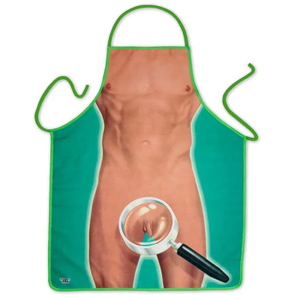 Magnifying glass Apron with humorous body design, ideal for cooking and baking, featuring a playful magnifying glass motif.