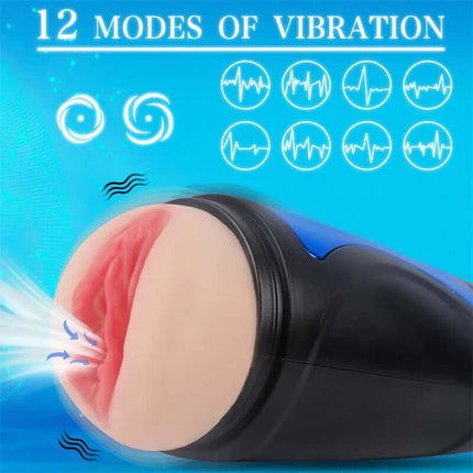 Male Masturbator Pussy with Moans Renee featuring 12 vibration modes for enhanced pleasure.
