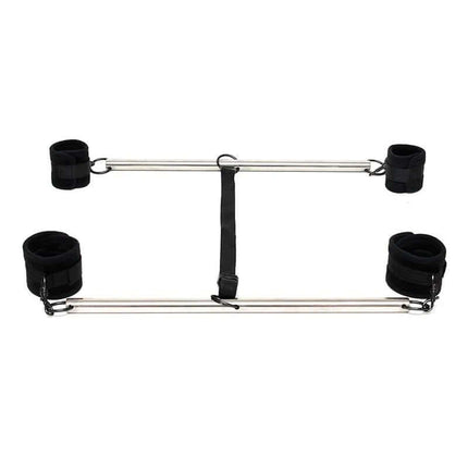 Double Spreader Bar with Cuffs Adjustable Black for bondage play.