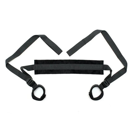 Enhancer Set Adjustable Black collar and wrist restraint set with cushioned straps for secure and comfortable restraint play.
