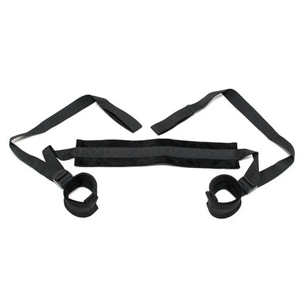 Enhancer Set Adjustable Black collar and wrist restraint with cushioned straps for comfortable, secure play.