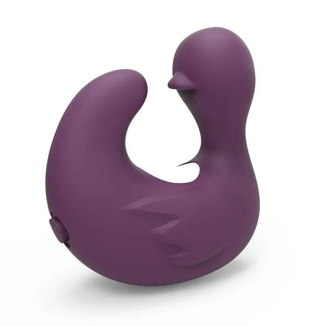 Swamson Stimulator Duckling Thimble USB Silicone Violet ergonomic finger vibrator, duck design, purple color, for intimate pleasure.